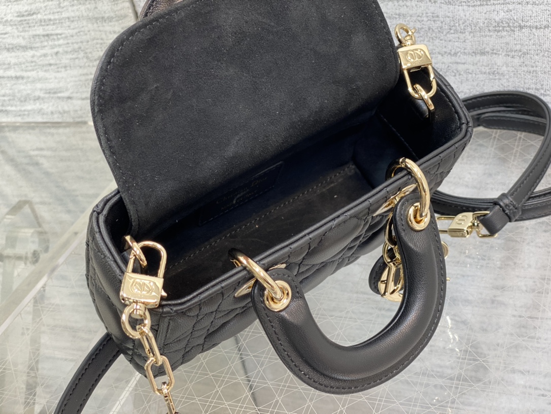 Micro Lady D-Joy Bag Black Cannage Lambskin